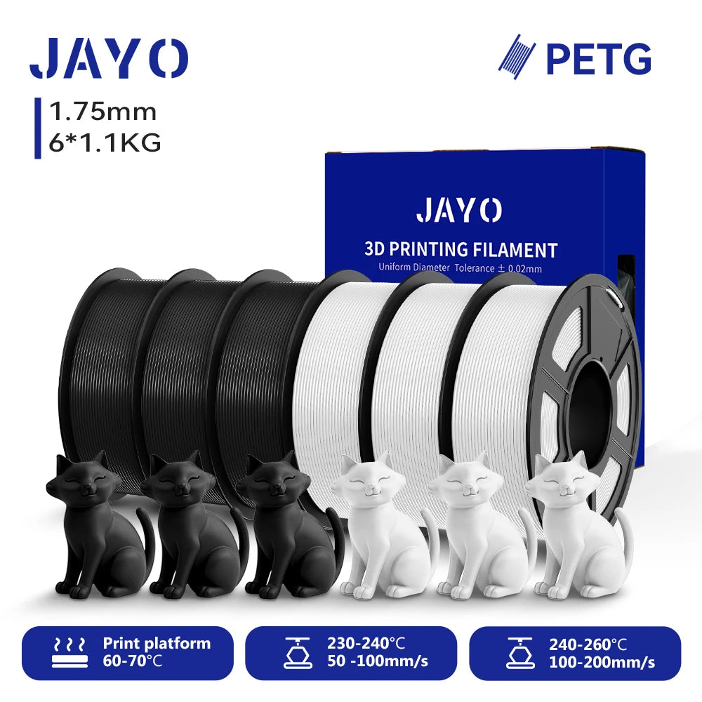 JAYO 3D PETG/ High Speed Matte PETG / PLA Classic Printer Filament 1.75mm 3D Printer Filament 6.6KG Neatly Wound PETG for 3D