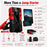 New 12V 99800mAh Portable Car Jump Starter Battery Booster Pack with Digital Display, Heavy-Duty Clamps & Carry Case