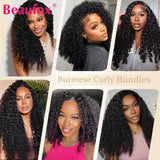 Beaufox Burmese Curly Bundles Human Hair Raw Virgin Curly Hair Bundles Water Wave Human Hair Bundle Spiral Curls Double Weft