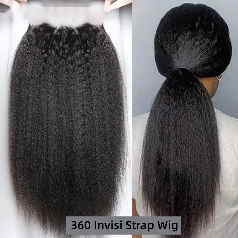40 Inch Invisi Strap 360 Full Lace Glueless Wig Invisible Drawstring Frontal Wig Kinky Straight Lace Front Human Hair Vpart Wigs