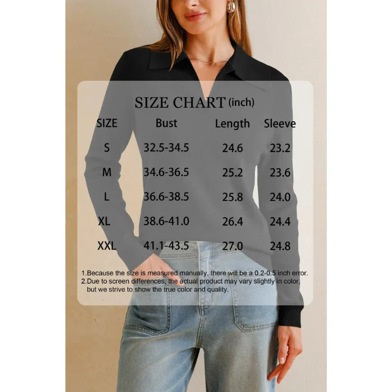 Women's POLO shirt, spring sweater, business casual wear, summer fashion.