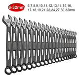 1 Set Ratcheting Wrench Set,Combination Ended Spanner kits, Chrome Vanadium Steel Hand Tools Socket Key Ratchet Wrench set