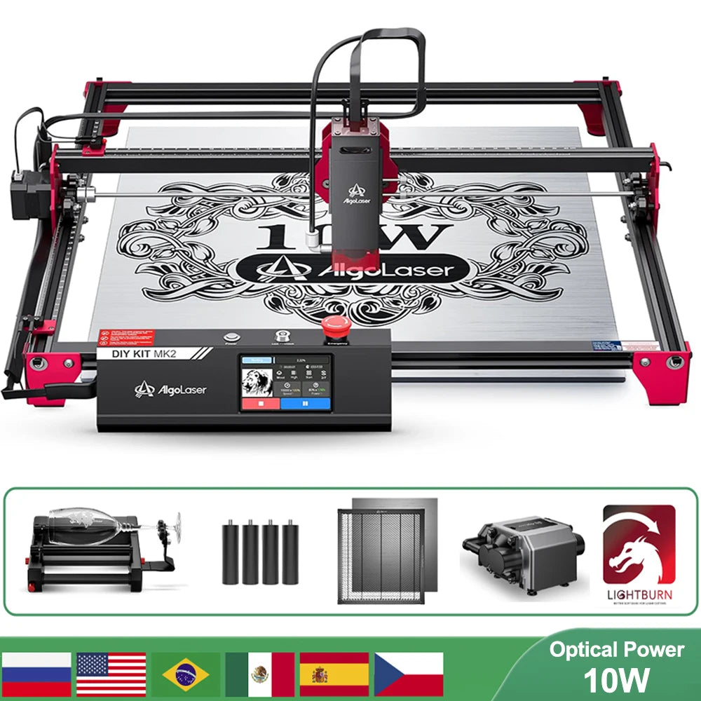 Algolaser DKMK2 10W Powerful Woodworking Laser Cutter Engraver Metal/Wood/Acrylic/Glass CNC Laser Cutting Engraving Machine