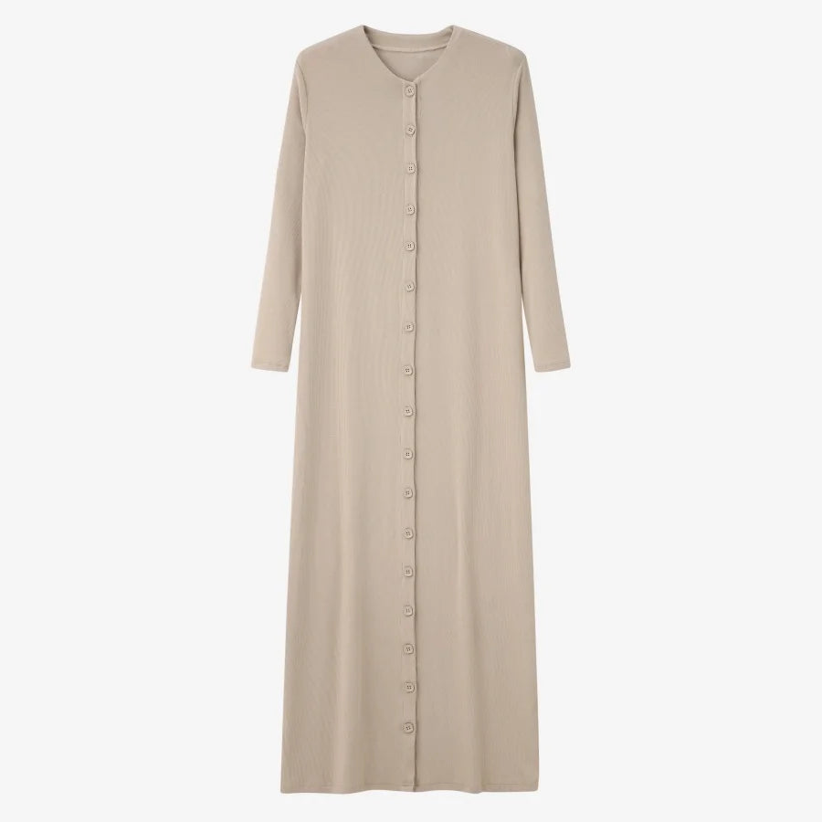 AS 2025 summer woman dress comfortable ribbing maxi button dress lady clothes