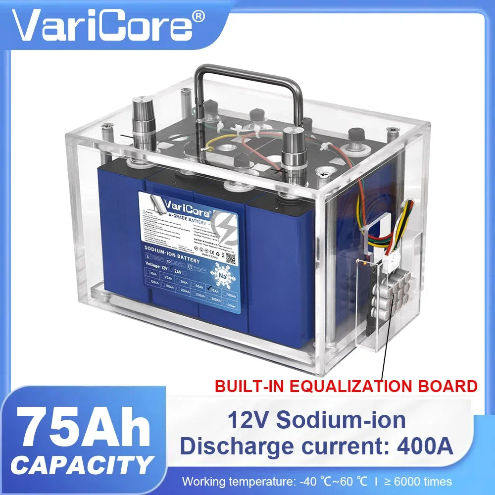 Sodium Ion Rechargeable Battery 12V/15.6V 75Ah 80Ah 230Ah Low Temperature Resistant for Electric Car Golf Cart Off Grid Solar