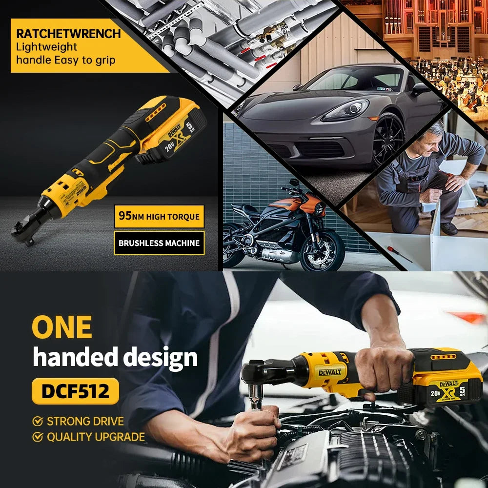DEWALT DCF512 13MM Ratchet Right Angle Wrench Variable Speed Brushless Power Wrench LED light Cordless Battery Power Tools