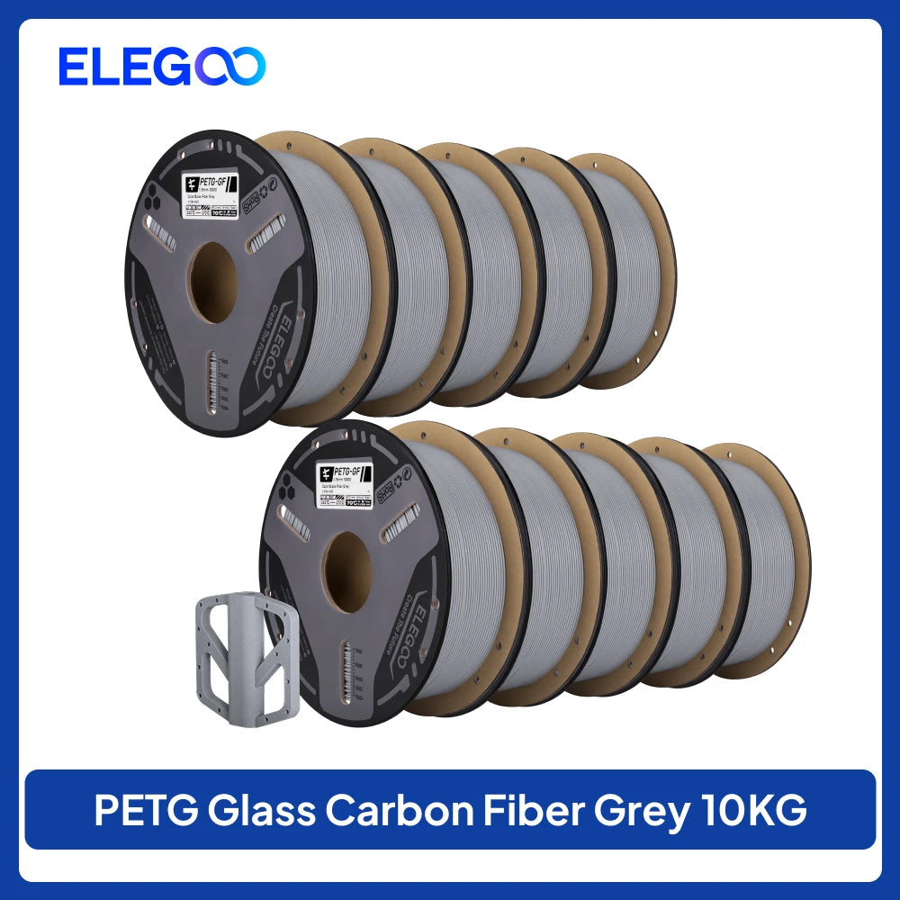 ELEGOO Glass Fiber PETG-GF Filament 1.75mm Gray White Black 1KG/2KG/5KG/10KG For US EU