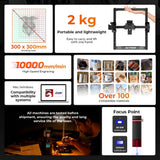 ELIDOR Z6 6W/12W Laser Engraver and Cutting Woodworking Engraver CNC Working Area 300x300mm Blue Laser Diode Beginner Machine