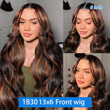 1b30 Black Brown Lace Front 13x4 Body Wave Wigs P427 Highlight Ombre
