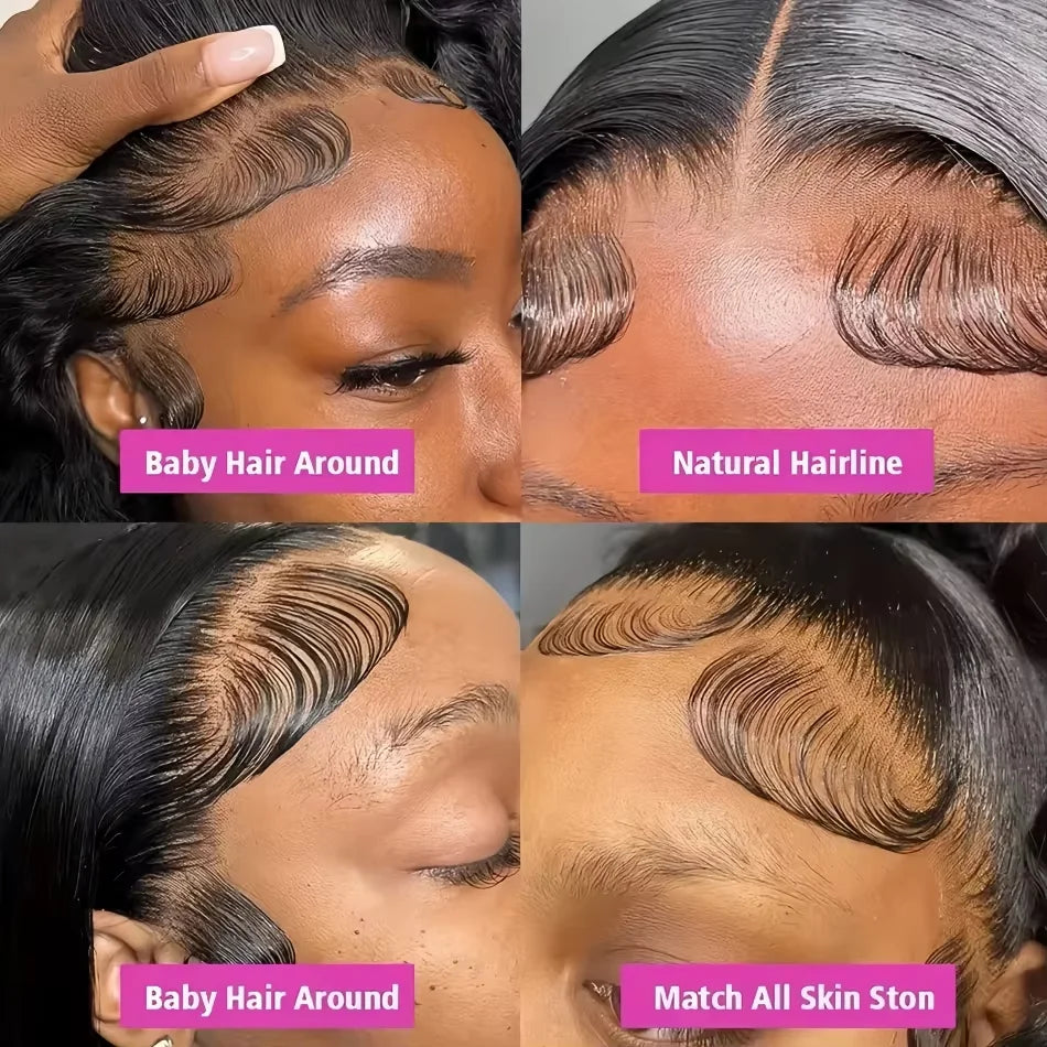 260% Density 13x6 Body Wave Lace Front Wigs Human Hair Pre Plucked 13x4