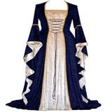 Halloween Women 3XL Plus Size Medieval Retro Court Princress Cosplay Costume Long Dress Elegant Witch Square Collar Masquerade