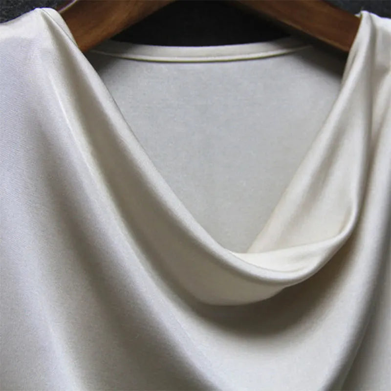 Women's 50% Silk 50% Viscose Knit Drape Neck T-Shirts top 8 colors M-2XL SJ305
