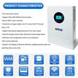 ANENJI Split Phase 12KW 48V Hybrid Solar Inverter 120V 220V Parallel Inverter Pure Sine On Grid MPPT 200A Solar Charger PV 500V