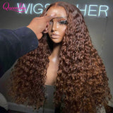 30inch Curly Burgundy 13x6 Hd Lace Frontal Wig 99J Colored Human Hair Wigs for Women Chocolate Brown Deep Curly Lace Front Wig
