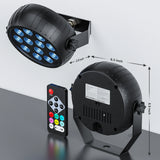 4PCS RGB Disco DJ Lights Wireless Rechargeable Par Lights 12LEDs Mini Stage Light for Party Bar Club Wedding Birthday Theater