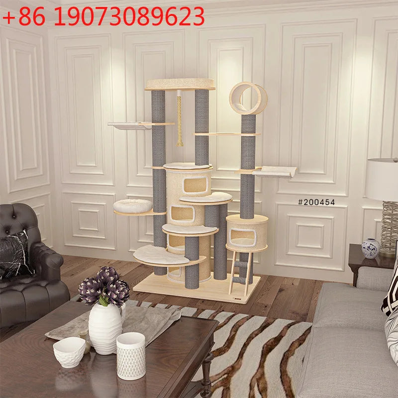 Super large cat climbing frame, cat tree integration, imported solid wood cat villa