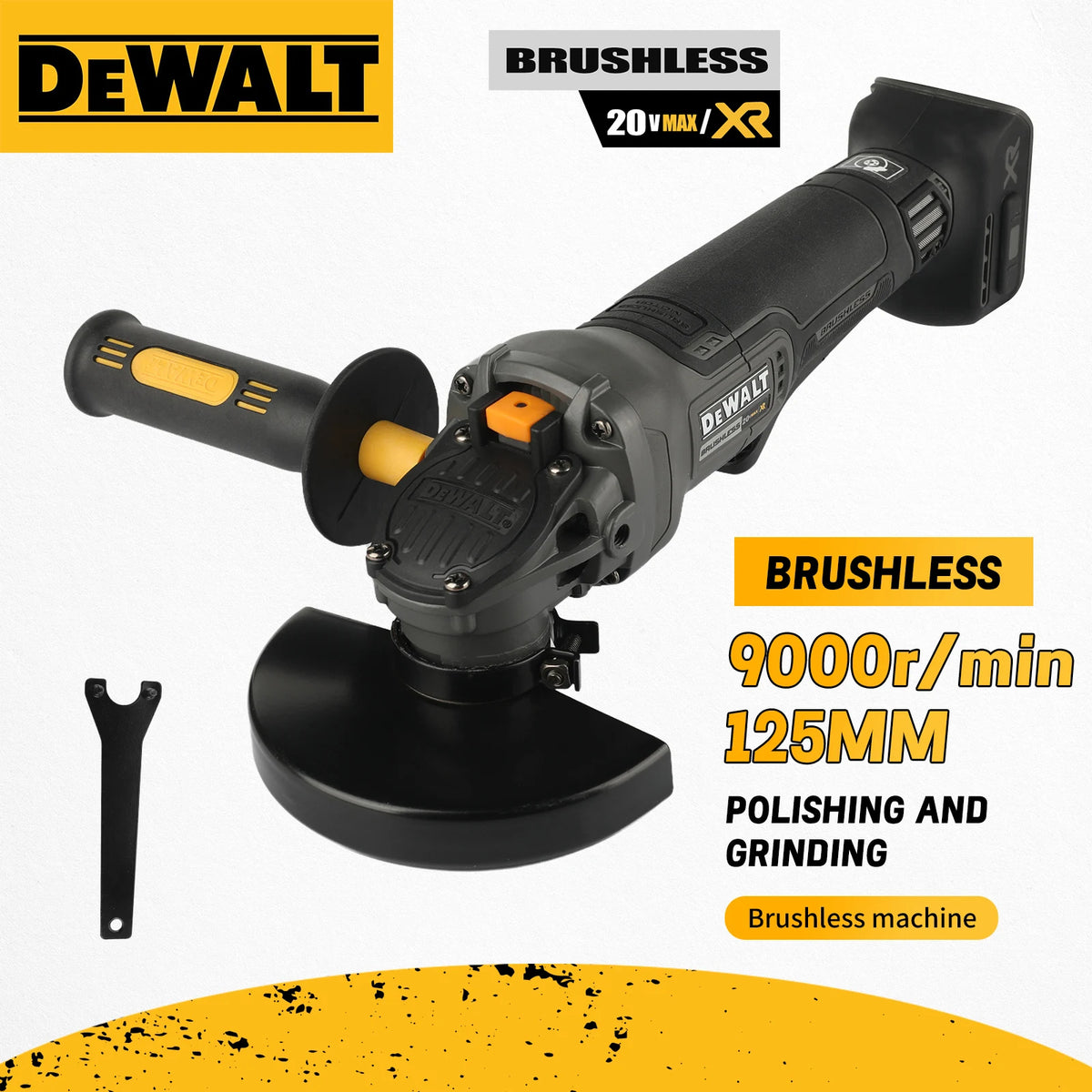 DEWALT 20V Cordless Angle Grinder 800W Power 125mm Wheel with Detachable Auxiliary Handle for Heavy Duty Industrial Jobs tools