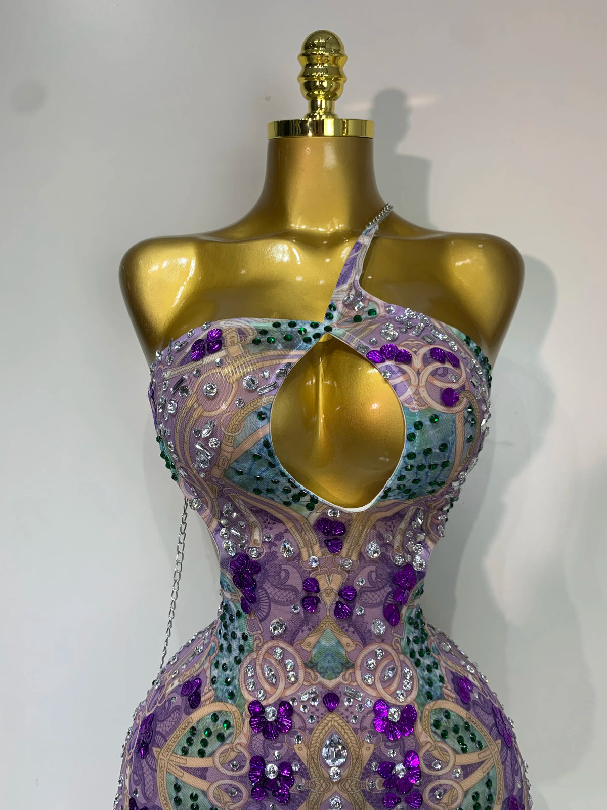 Sprakly Rhinestones Women Sexy Mesh See Through Hollow Out Mini Dresses Luxury Birthday Birthday Photo Shoot Performance Costume