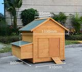 Large Wooden Pet House  Outdoor Chicken Coop for Rabbits Ducks Geese Pigeons, Weatherproof & Easy Clean