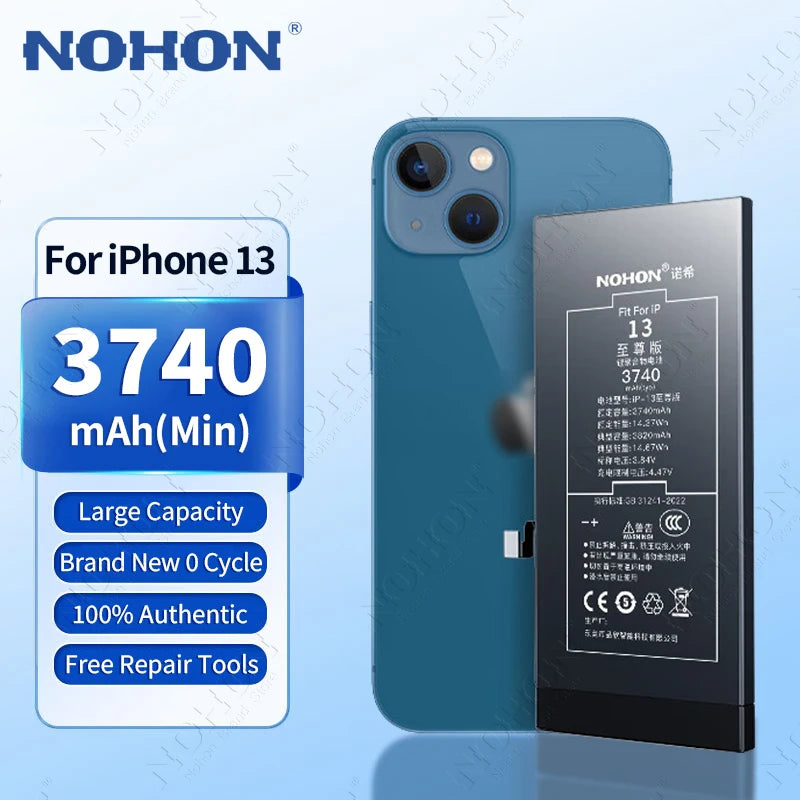NOHON 3740mAh Large Capacity Battery for APPLE iPhone 13 12Pro 11 14 Pro Max Replacement Bateria for iPhone X XS
