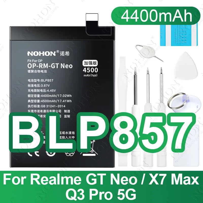 NOHON BLP985 BLP919 BLP887 BLP849 Battery For OPPO Realme GT Neo 5 3 2 5G 2T Replacement Phone Batteries