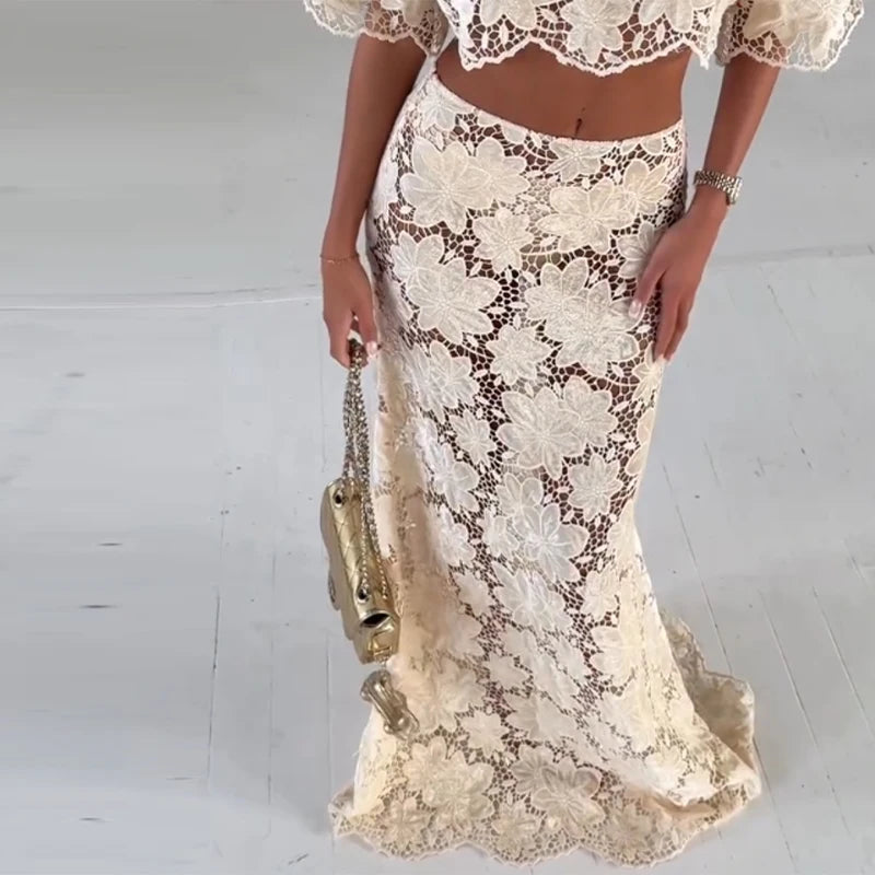 Hook Crochet Flower Long Dresses Women Knitted Halter Sexy Hollow Out Sleeveless Backless Maxi Dress Holiday Fashion Beach Robes
