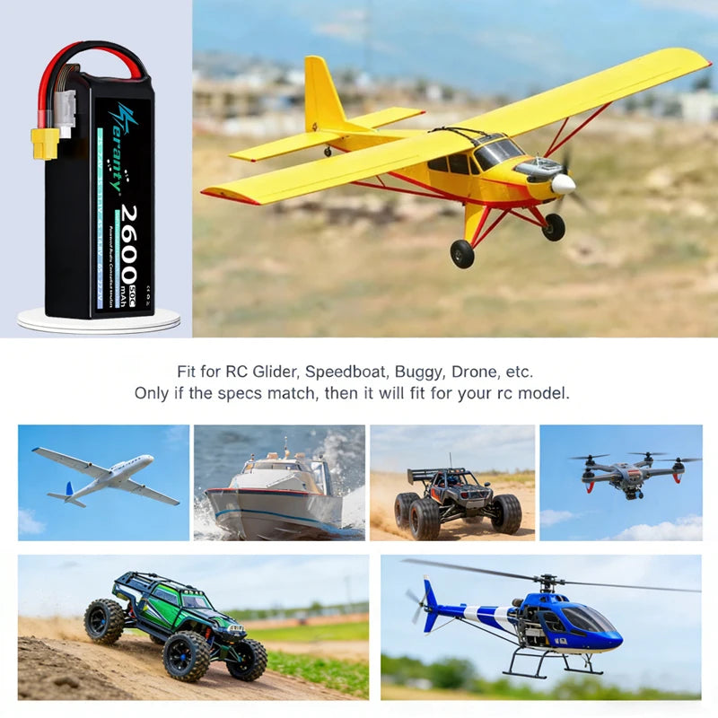 2PCS TERANTY 4S Lipo Battery 14.8V 2600mAh 50C/100C Softcase with T XT60 Plug Car Truck Buggy Helicopter Airplane RC Model Parts