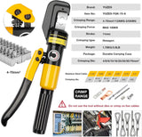 10-Ton Hydraulic Crimping Tool Kit with 9 Dies for Battery Cables, Wire Rope & Ring Terminals, Easy Operation