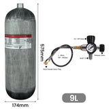 TUXING 4500Psi 300Bar 9L Carbon Fiber Cylinder High Pressure Diving Tank Filling Station Regulator Gauge Scuba Diving M18*1.5