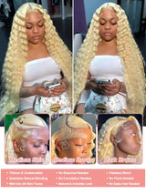 613 Curly Honey Blonde Lace Front Human Hair Wigs Loose Deep Wave 13x6 13×4 HD Water Wave Color Transparent Lace Frontal Wigs
