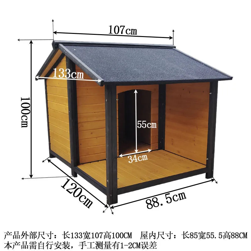 Outdoor dog cage doghouse Solid wood sun protection Rain protection dog kennel doghouse Large medium-sized dog Golden Retriever