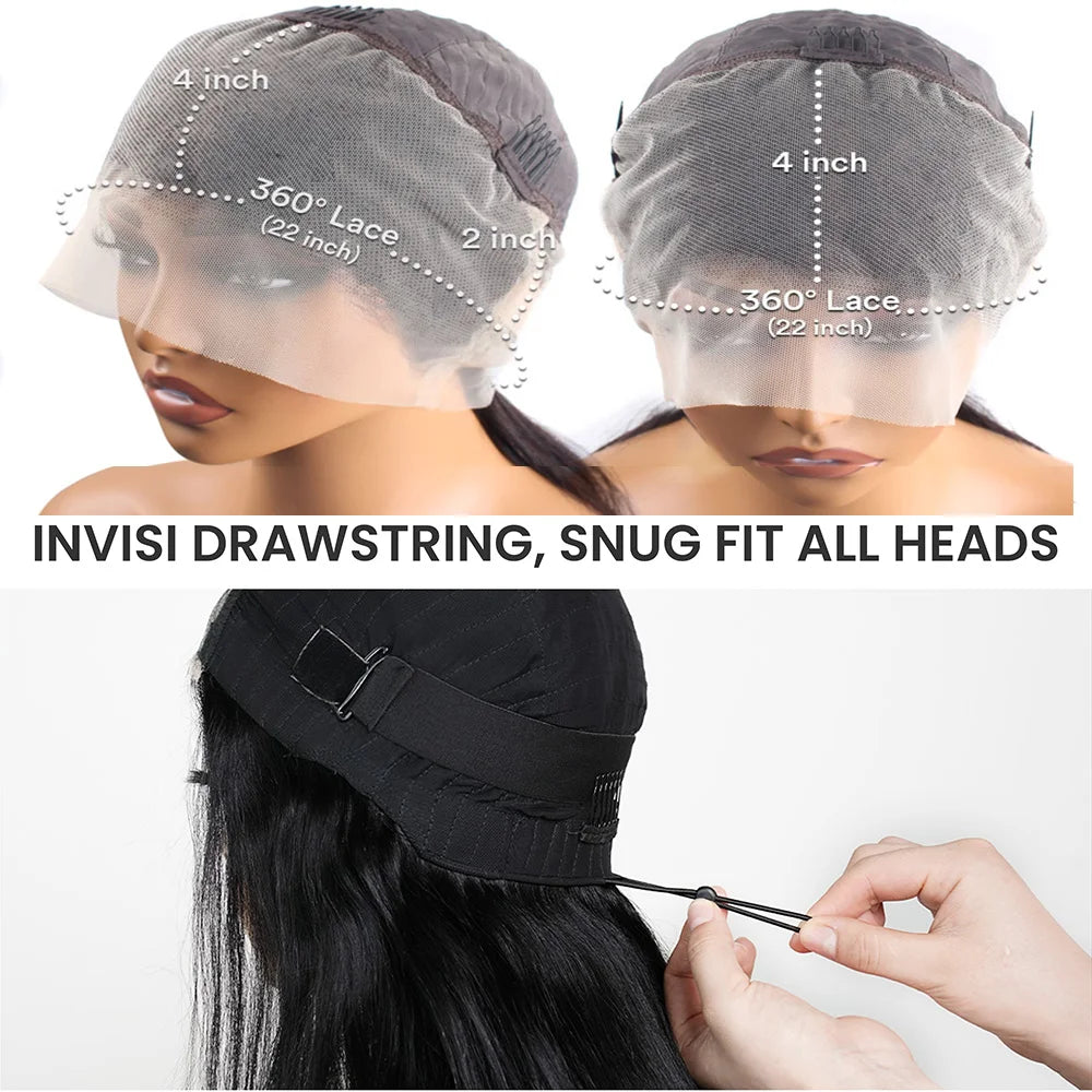 SoGreat 200% Density Curly Wigs 360 Lace Wig Invisible Drawstring Deep Wave Wig Highlight Wig Human Hair Pre-Pluck Brazilian