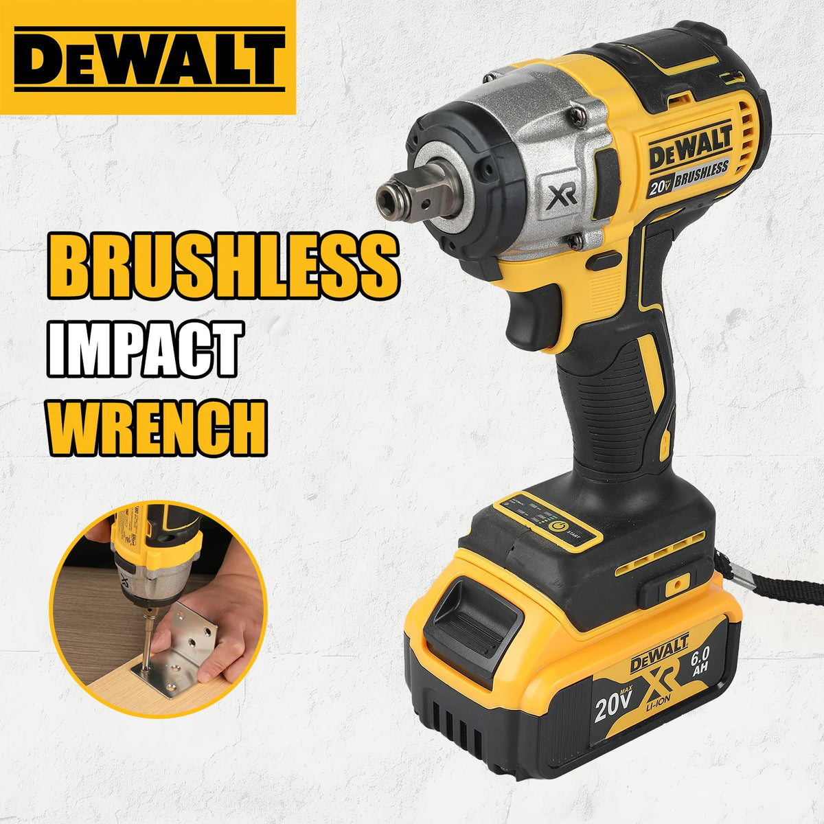 Dewalt DCF880 20V XR Brushless Impact Wrench 203N.M Torque 1/2in Drive Pressure-Sensitive Speed for Precise Work