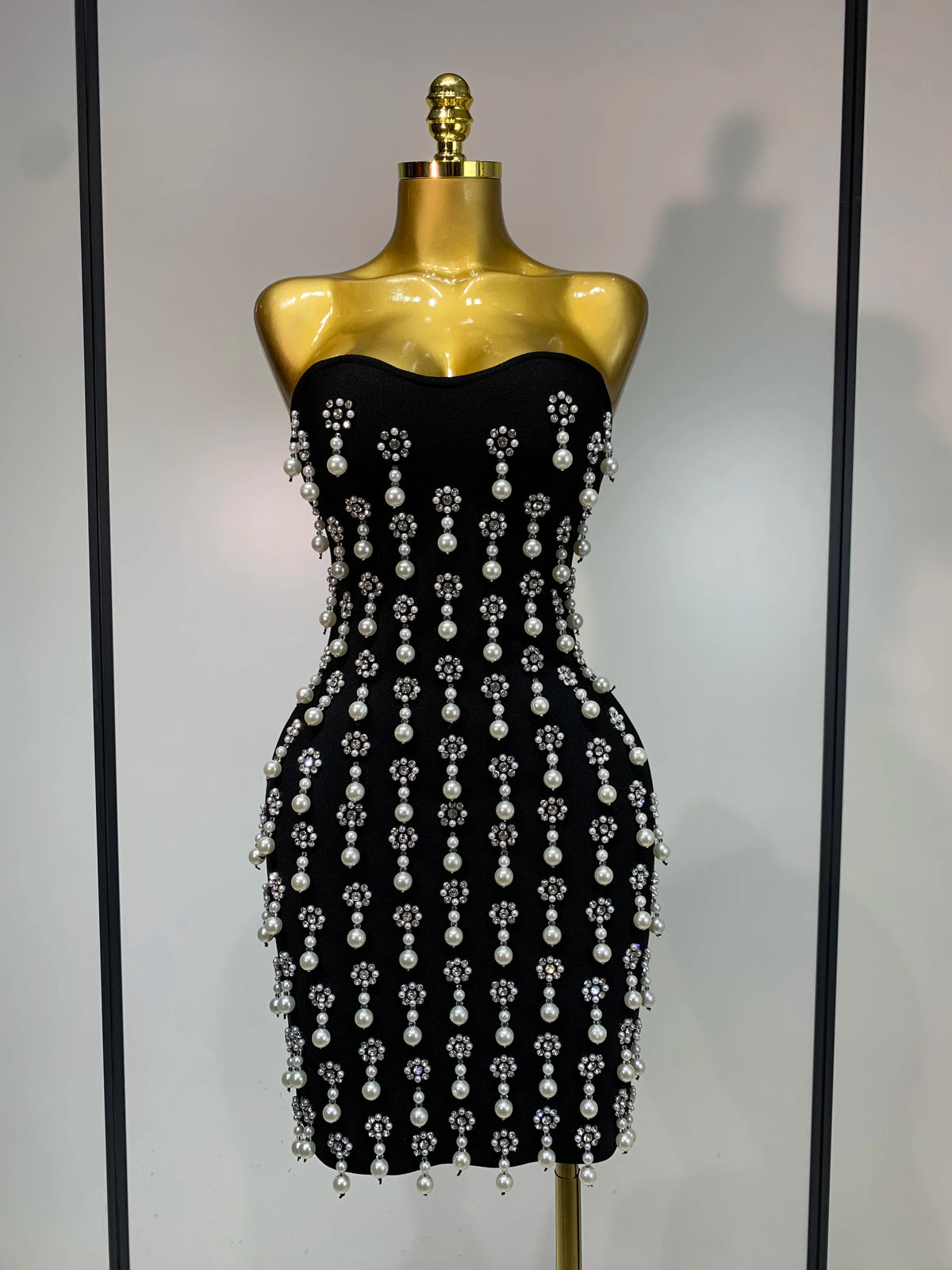 Women Sexy Strapless Shinning Diamond Bodycon Bandage Dresses Celebrity Elegant Evening Party Nightclub Wedding Guest Dress