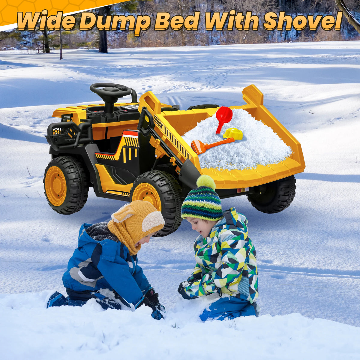 24V Ride on Toys w/Remote Control, 2 Seater 400W Ride on Dump Truck, Electric Powered Ride on w/Dump Bed, 3 Speeds, Shovel, Blue