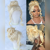 360 Invisible Drawstring 613 Blonde 13x4 13x6 Body Wave Lace Front Wig Preplucked Brazilian Lace Front Human Hair Wig 30 40 Inch