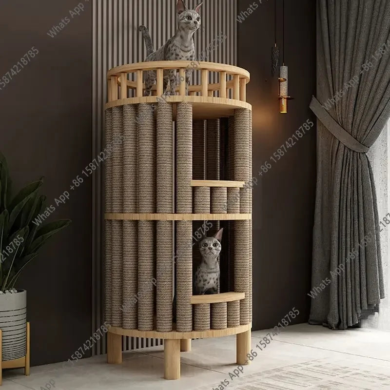 I L Solid Wood Cat Nest Cat Climbing Frame Space Capsule Cat Villa Nest Shelf Pet Toy Scratchers Products Furniture Accessories