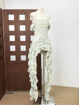 IEQJ Fashion Solid Color Dress Women's Fringe Strapless Dress Waistband Same Color Shorts 2025 Summer New Tide 3QW1034