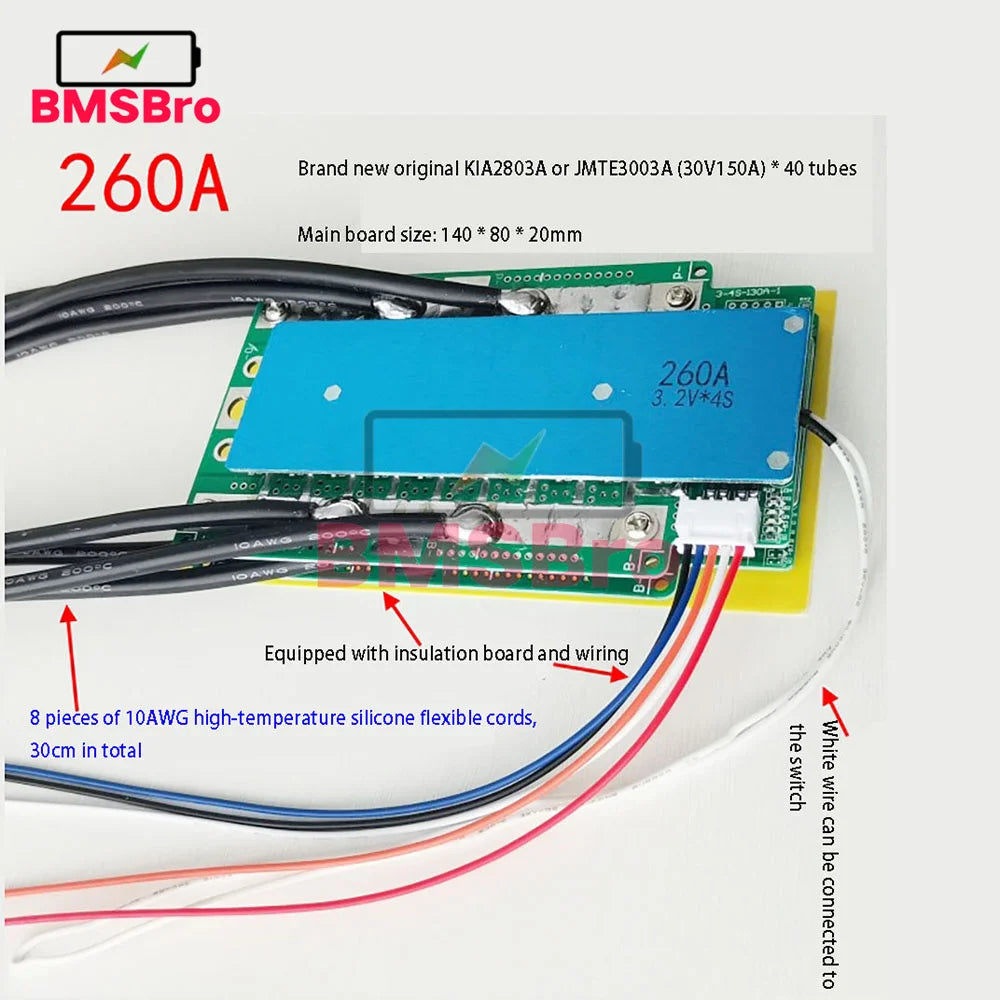 4S 12.8V 390A 300A 260A 200A 130A 100A BMS LFP Lifepo4 Lithium Battery Cells Charging Protection Board Car Start RV Inverter