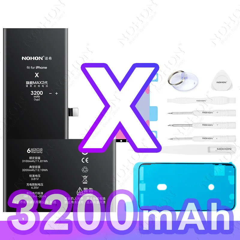 NOHON 3740mAh Large Capacity Battery for APPLE iPhone 13 12Pro 11 14 Pro Max Replacement Bateria for iPhone X XS