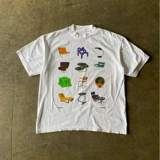 Harajuku Personality Korean Style Aesthetic Short-sleeves Loose Basic Minimalism Flash Design Sense T-Shirts Women's T-shirts