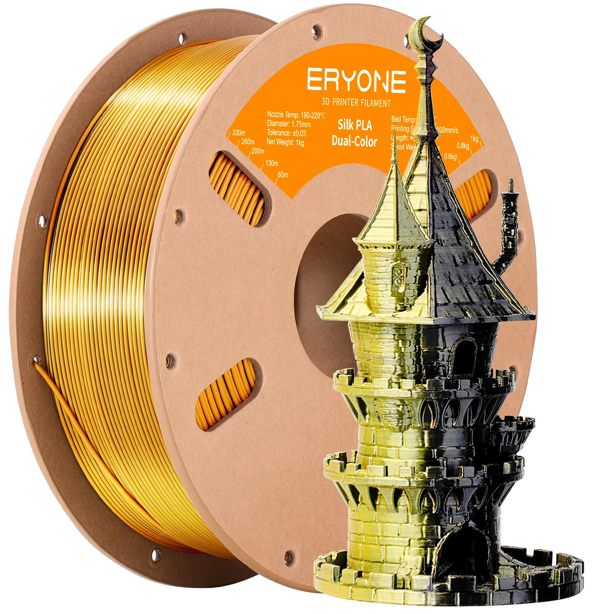 ERYONE 3/5/10KG Dual Color Silk PLA Filament 3D Print,Multicolor Available,Diameter:1.75mm,Tolerance:+/-0.03mm,1KG/Spool