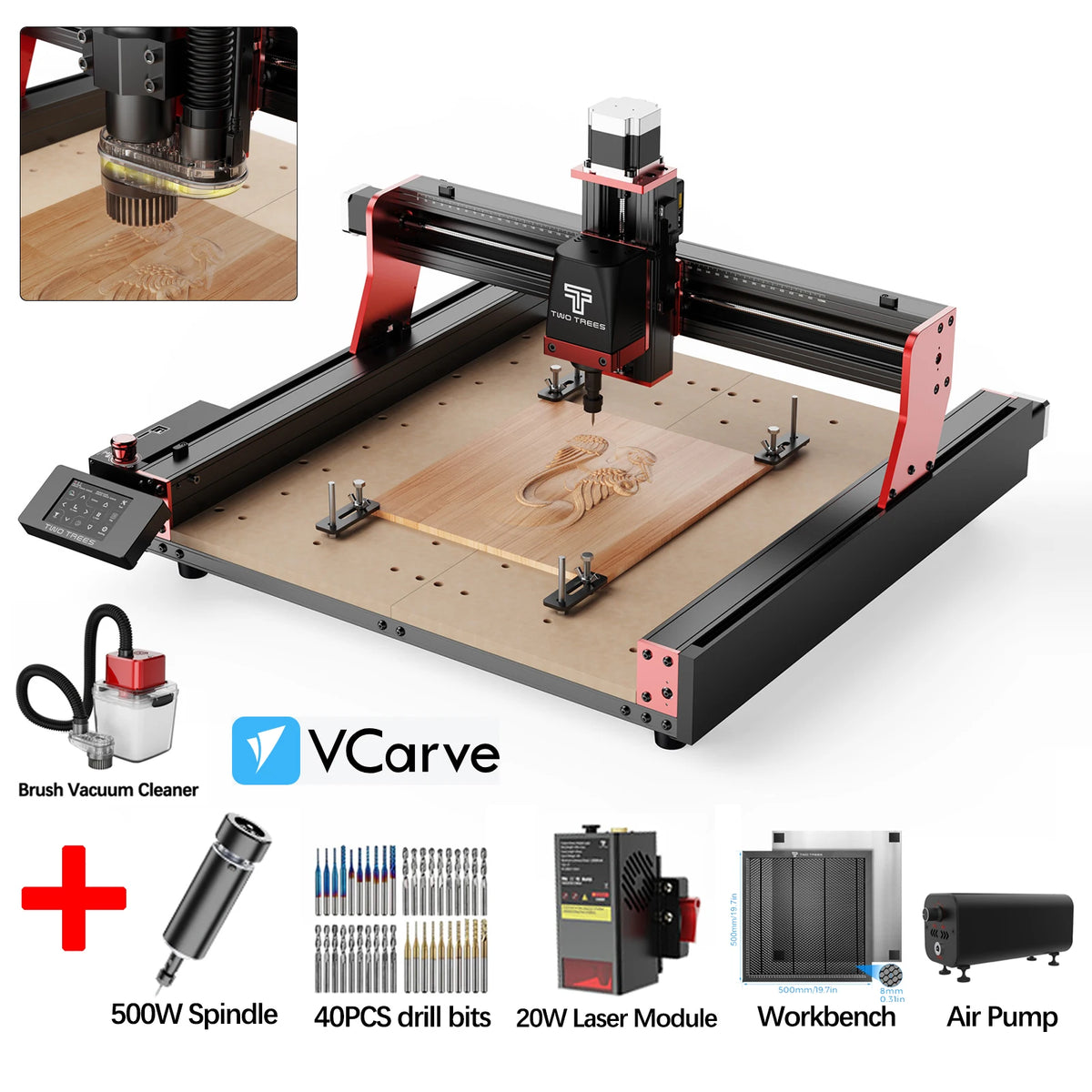 Twotrees 3-Axis/4-Axis CNC Router Milling Cutting Machine TTC450 PRO  Jewelry Engraver For Wood Acrylic PCB PVC MDF Metal