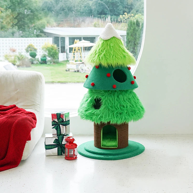 New Christmas Cat Tree Sisal Cat Houses Multifunction Cat Climbing Frame Kitten Playing Toy