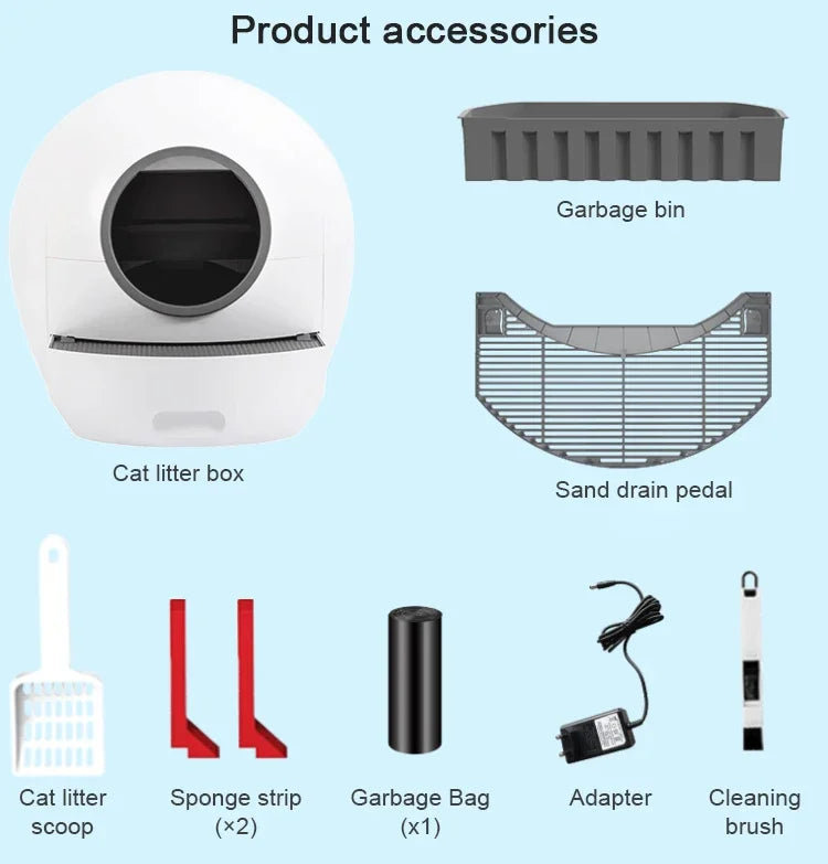 Smart Self-Cleaning Cat Box,Automatic Cat  Cleaning Robot with 65L+9L Large Capacity/APP Control