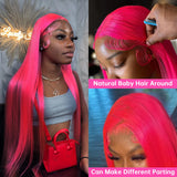 Pink Lace Front Human Hair Wigs Hd Straight 13x6 Lace Frontal Wig Pink Colored Human Hair Pre Plucked with Baby Hair 180 Density