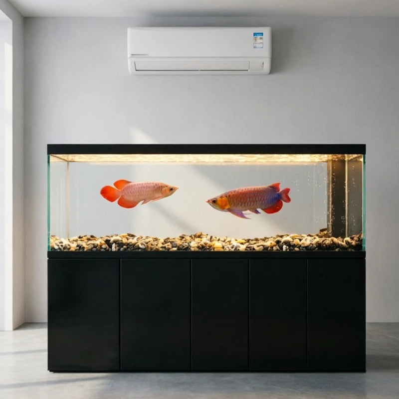 All-in-One AquariumLarge Freestanding Goldfish Tank With Bottom Filter And Ultra-Clear Glass Integrated Cabinet For Living Room