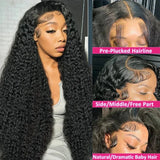 250% Deep Wave 13x6 HD Lace Frontal Wig Brazilian Curly Human Hair Wigs For Women Lace Front Human Hair Wig Pre Plucked 34 Inch