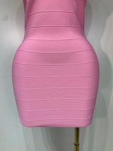 Women Sexy Backless Pink Bodycon Mini Bandage Dresses Elegant Evening Party Luxury Birthday Nightclub Cocktail Prom Gown
