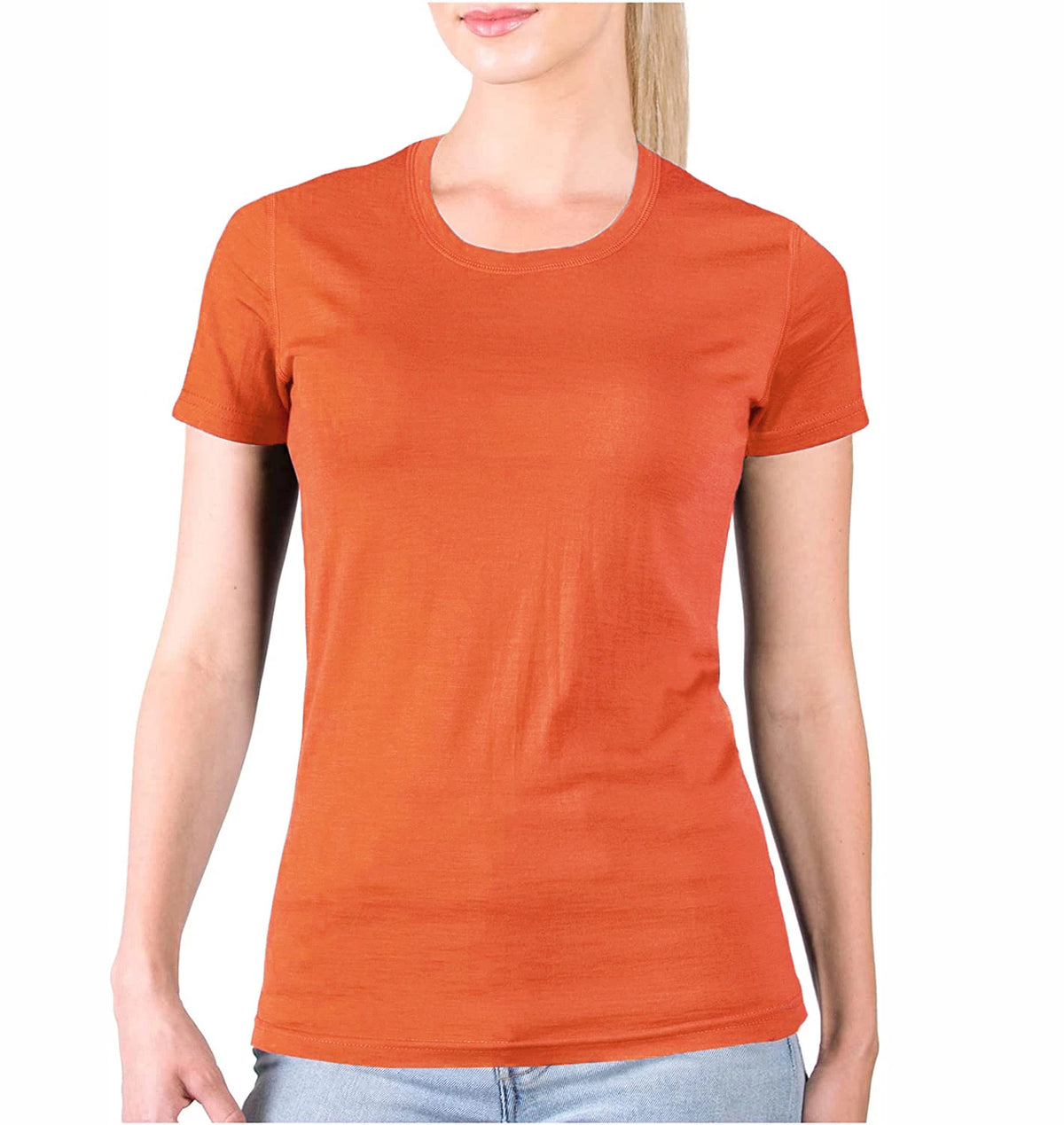 100% Merino Wool T-Shirt Womens Lightweight Short Sleeve Crew Shirts Merino Wool Base Layer Women Undershirt No Itch Breathable